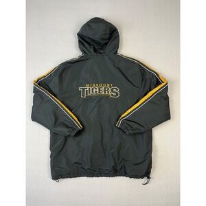 University Of Missouri Tigers Jacket Mens L Black Full Zip Hooded Fleece Lined